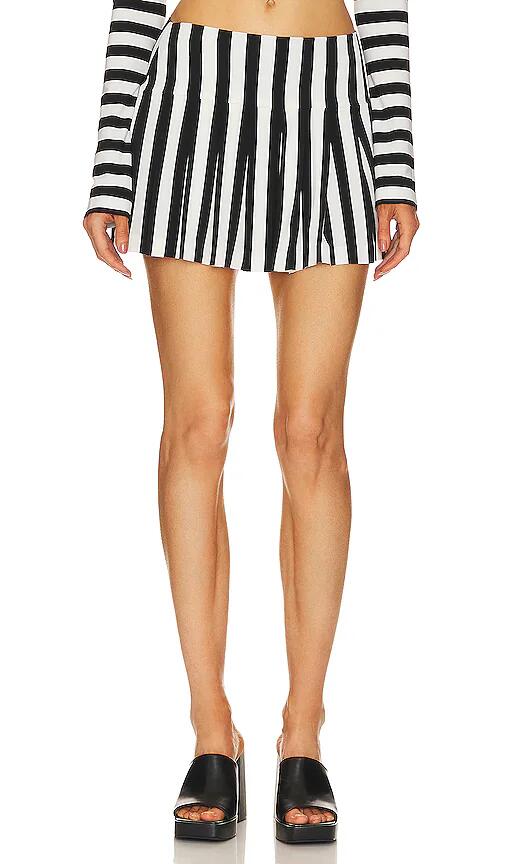 Norma Kamali Pleated Micro Skirt in Black, White Cover