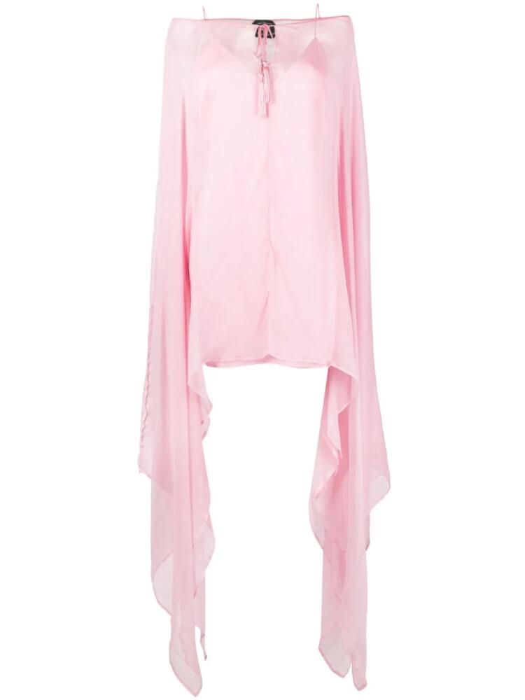 Taller Marmo semi-sheer draped minidress - Pink Cover