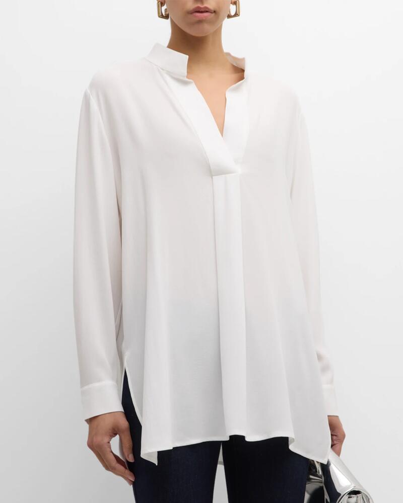 Eileen Fisher Pleated Silk Georgette Crepe Tunic Cover