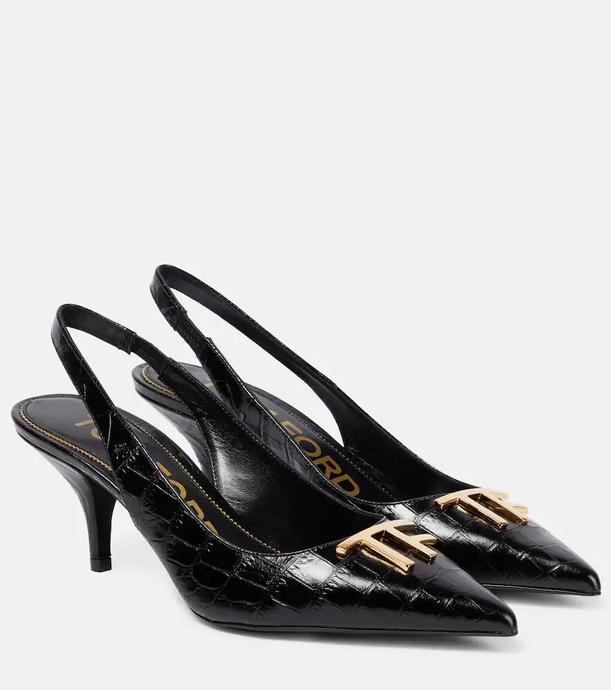 Tom Ford TF croc-effect leather slingback pumps Cover