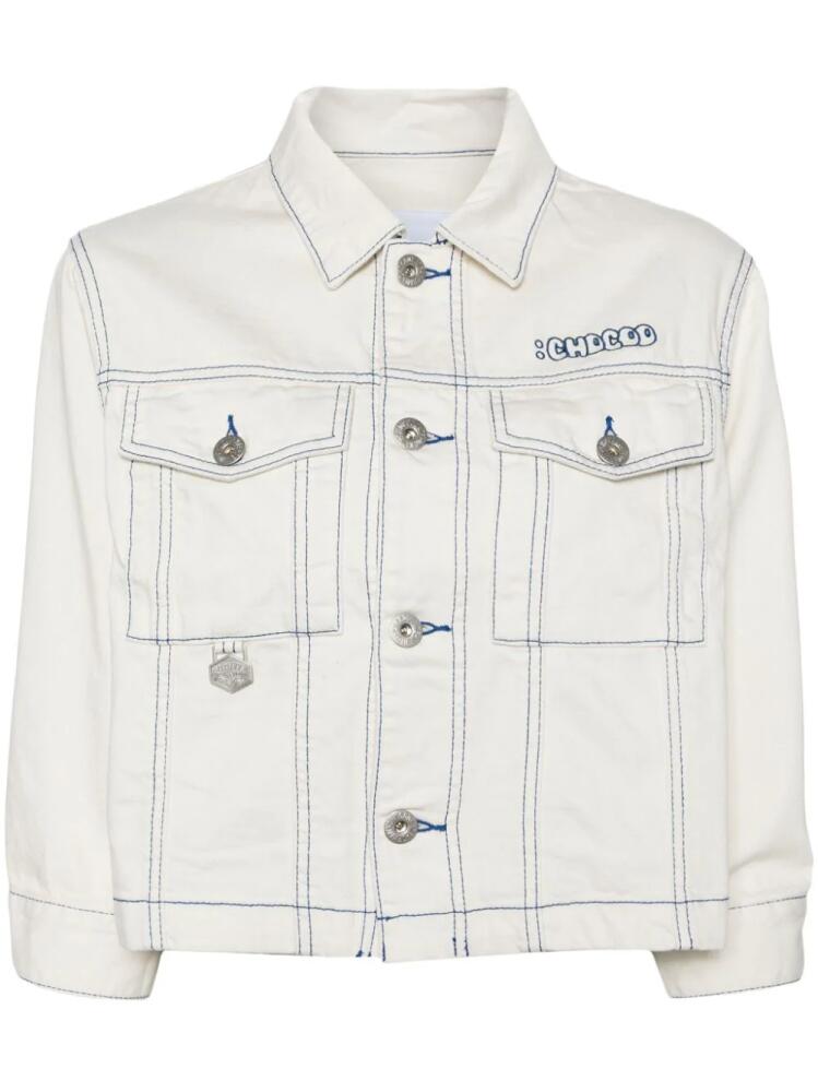 CHOCOOLATE logo-embroidered denim jacket - White Cover