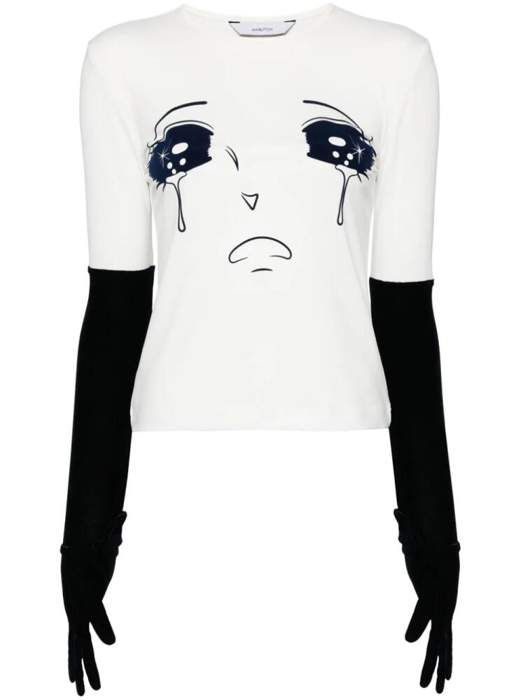 pushBUTTON Crying Girl T-shirt - White Cover