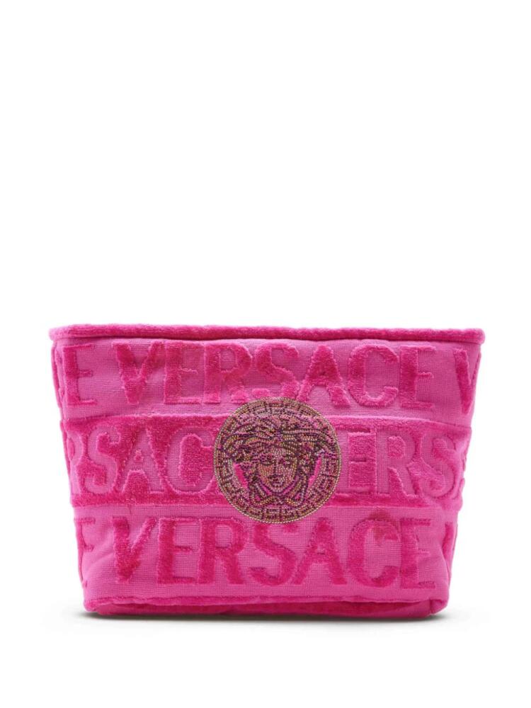 Versace Allover terry-cloth wash bag - Pink Cover