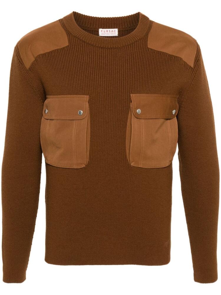 FURSAC panelled ribbed-knit jumper - Brown Cover