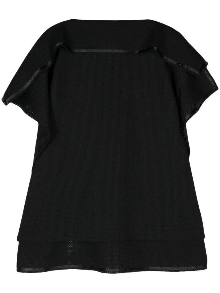 Junya Watanabe folded-neck mesh top - Black Cover