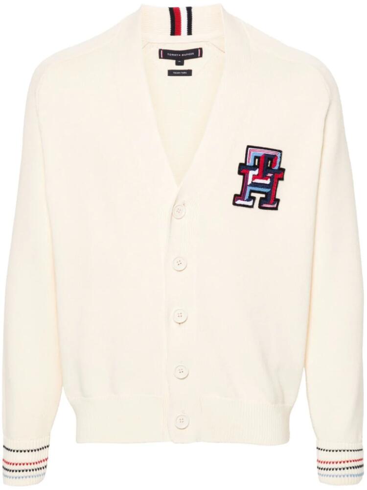 Tommy Hilfiger bouclé logo appliqué organic cotton cardigan - Neutrals Cover