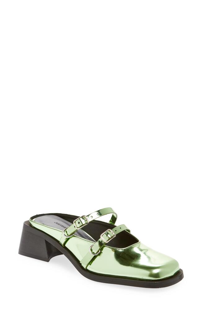 Justine Clenquet Andie Mary Jane Mule in Green Mirror Cover