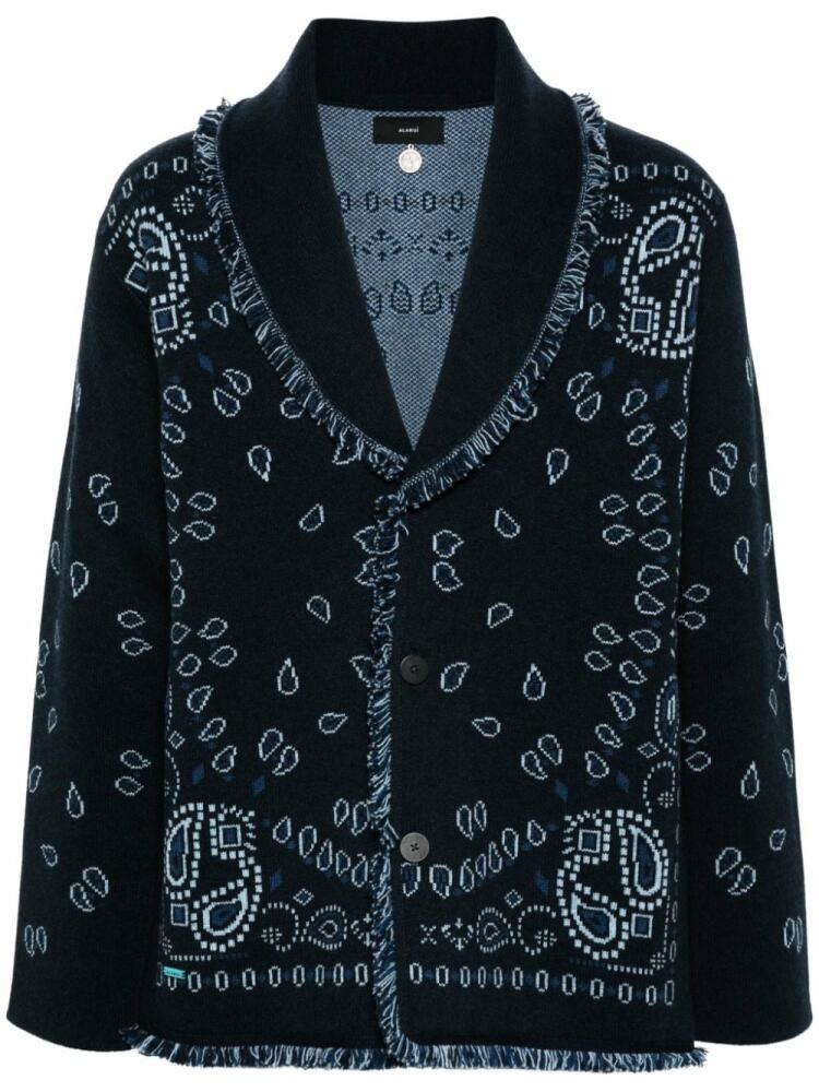 Alanui bandana-jacquard cashmere cardigan - Blue Cover