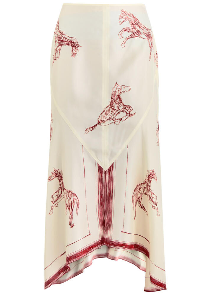 Rohe Horse-print Silk-twill Midi Skirt - Multi Animal Cover