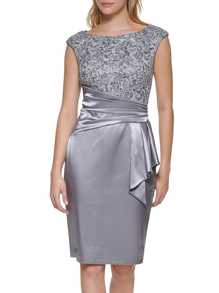 Vince Camuto Women's Lace Satin Sheath Dress - Grey Cover