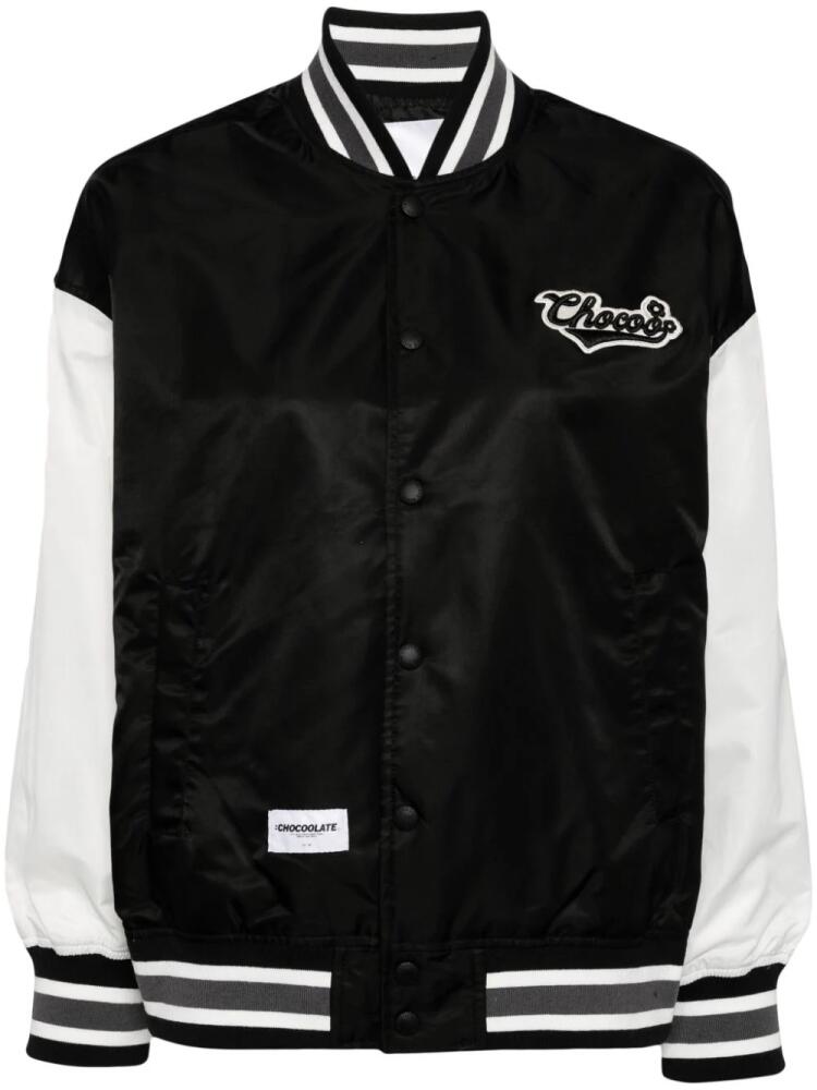 CHOCOOLATE logo-appliqué bomber jacket - Black Cover