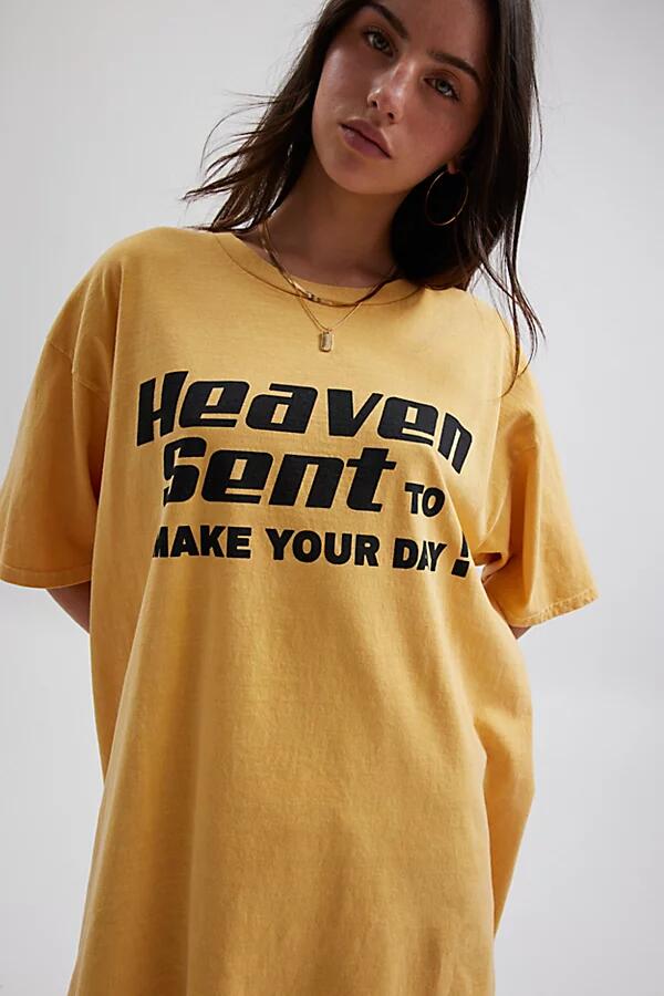 Heaven Sent Graphic T-Shirt Dress in Yellow Cover