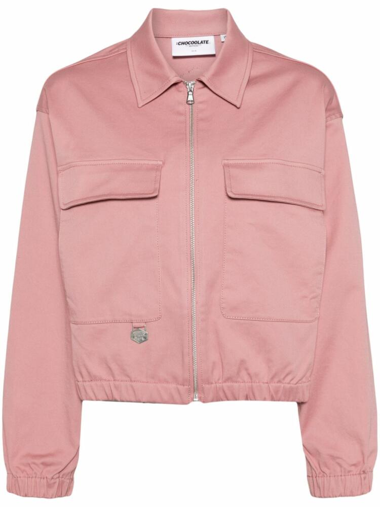 CHOCOOLATE zip-up twill bomber jacket - Pink Cover