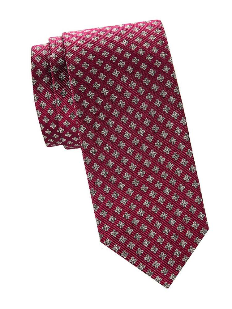 Saks Fifth Avenue Men's Geometric Pattern Silk Tie - Burgundy Cover