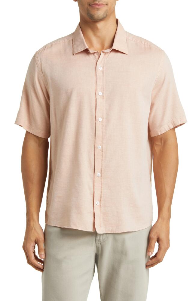 Robert Barakett Mount Eden Short Sleeve Button-Up Shirt in Salmon Cover