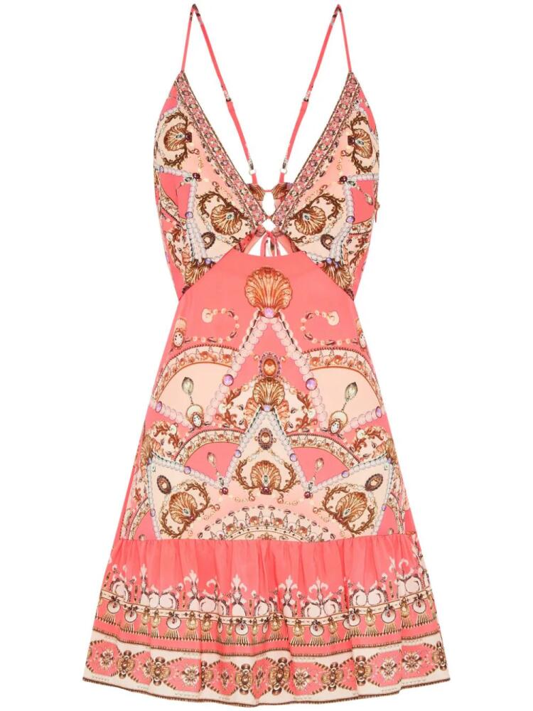 Camilla graphic-print silk minidress - Pink Cover