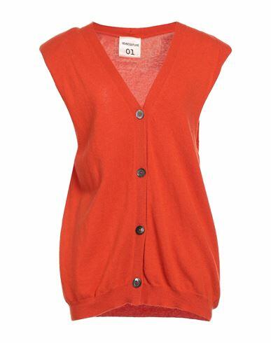 Semicouture Woman Cardigan Orange Virgin Wool, Cashmere Cover