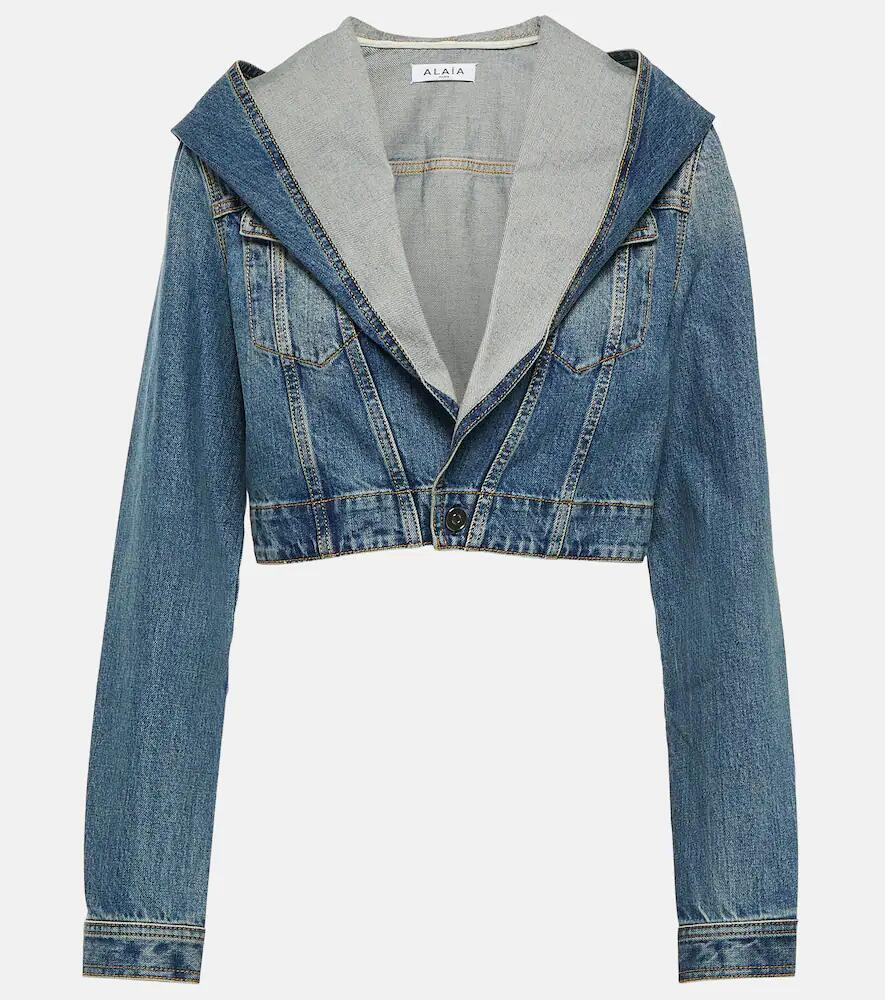 Alaïa Hooded cropped denim jacket Cover