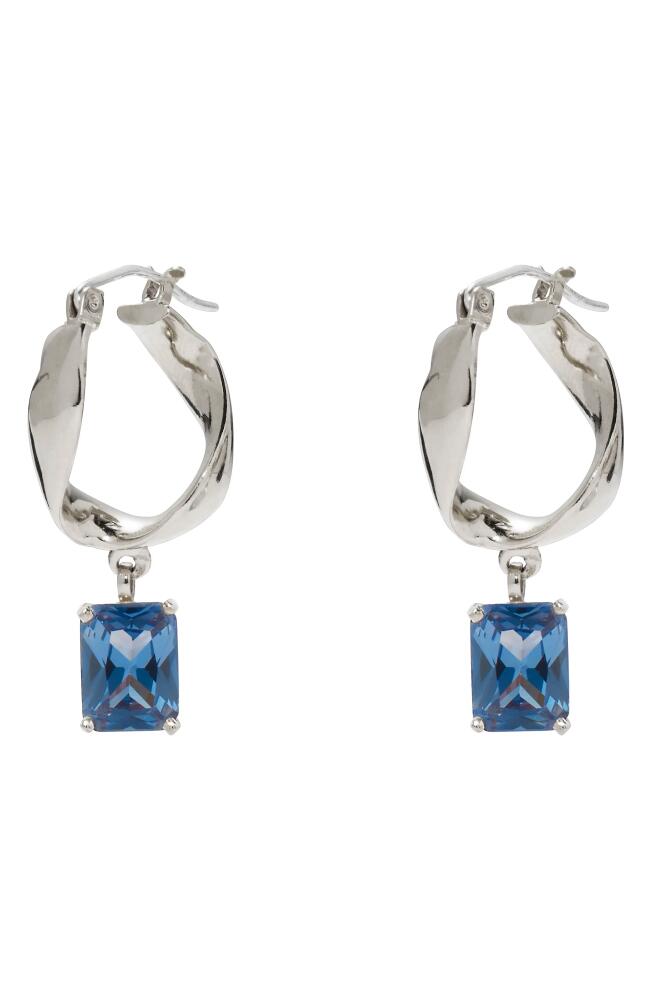 Lady Grey Infinity Hoop Earrings in Silver/Blue Zircon Cover