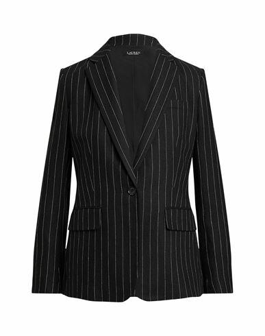 Lauren Ralph Lauren Pinstripe Linen-blend Twill Blazer Woman Blazer Black Linen, Viscose Cover