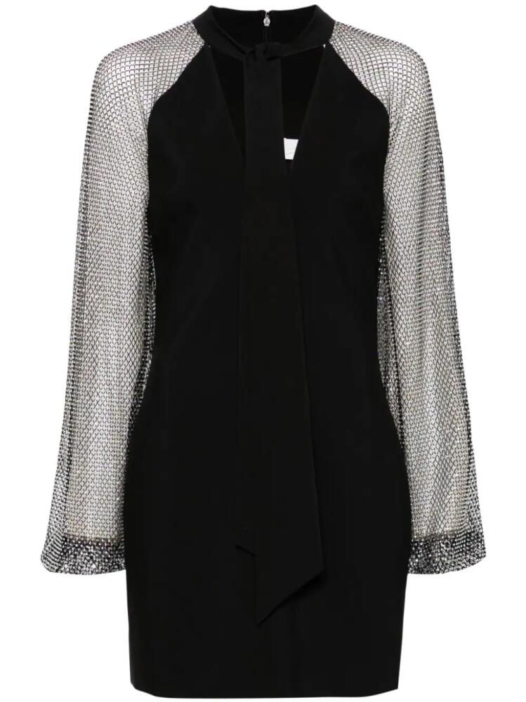 Genny rhinestone mesh-sleeves dress - Black Cover