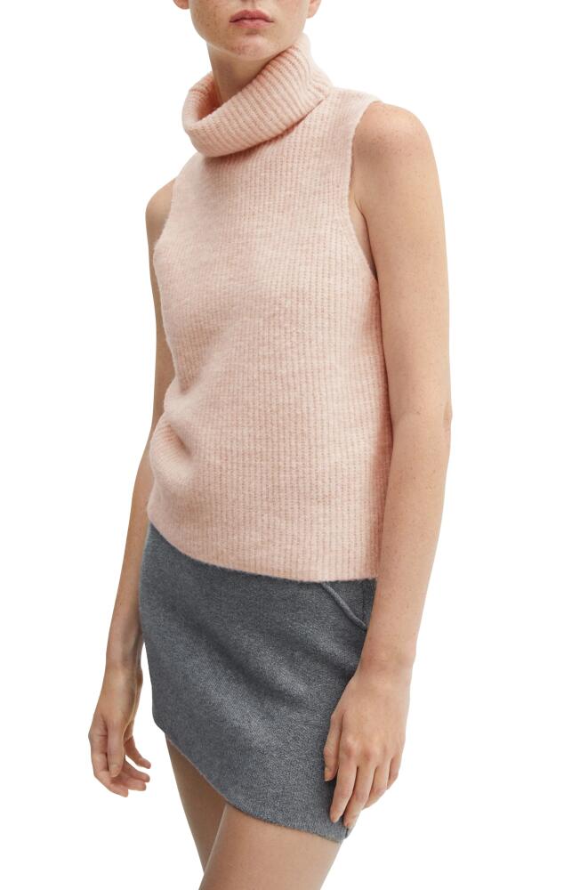 MANGO Sleeveless Turtleneck Sweater in Pastel Pink Cover