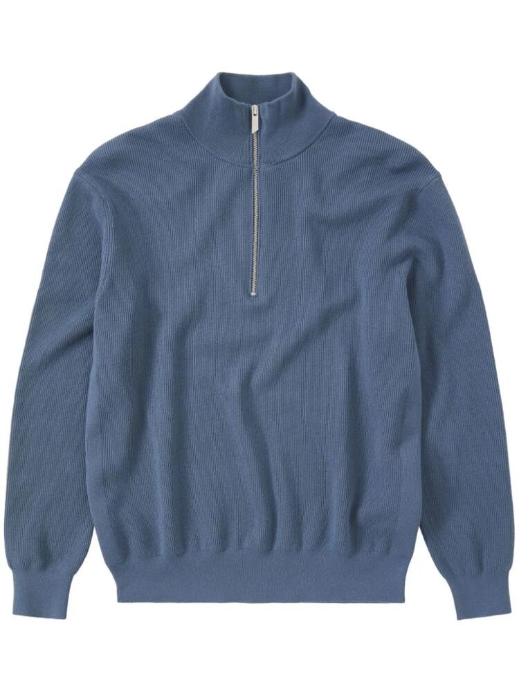 Closed half-zip ribbed-knit jumper - Blue Cover