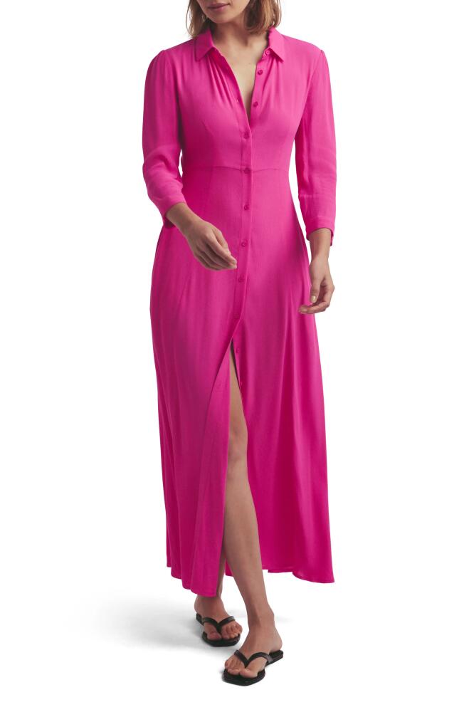 Favorite Daughter The Really Take Me Seriously Long Sleeve Maxi Shirtdress in Cerise Cover