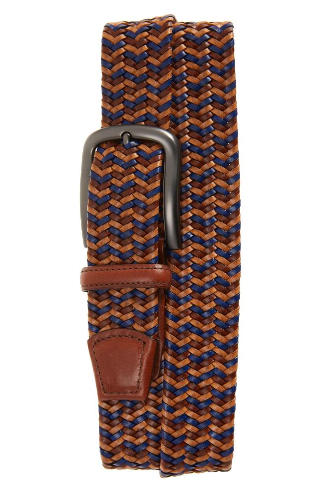 Torino Braided Leather Belt in Tan/Blue/Saddle Cover