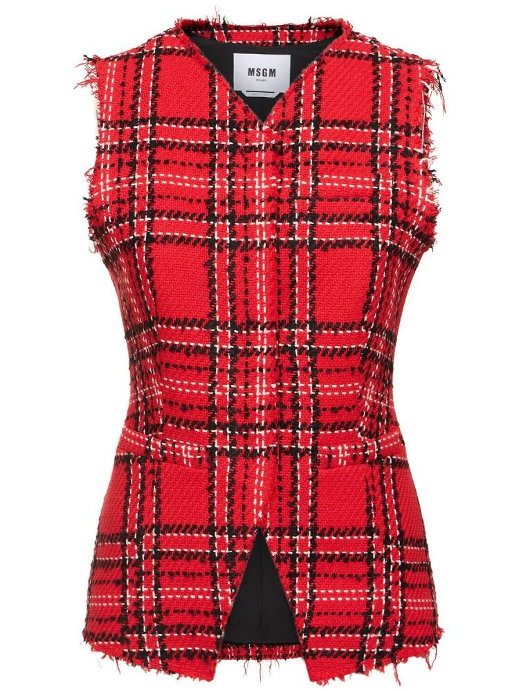 MSGM Tartan Cotton Tweed Vest Cover