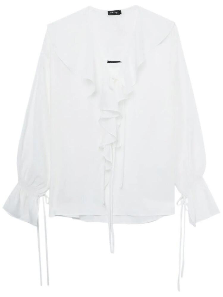 tout a coup lace-up ruffled blouse - White Cover