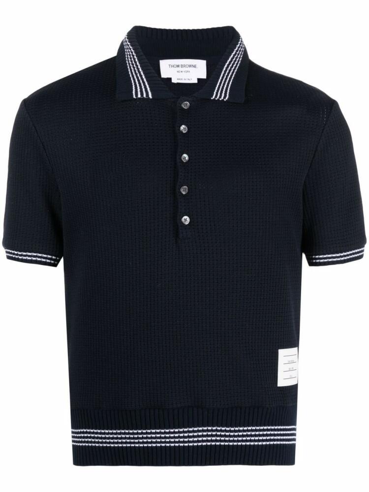 Thom Browne waffle-knit polo shirt - Blue Cover