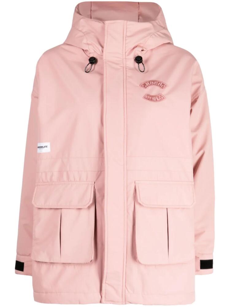 CHOCOOLATE logo-patch hooded jacket - Pink Cover