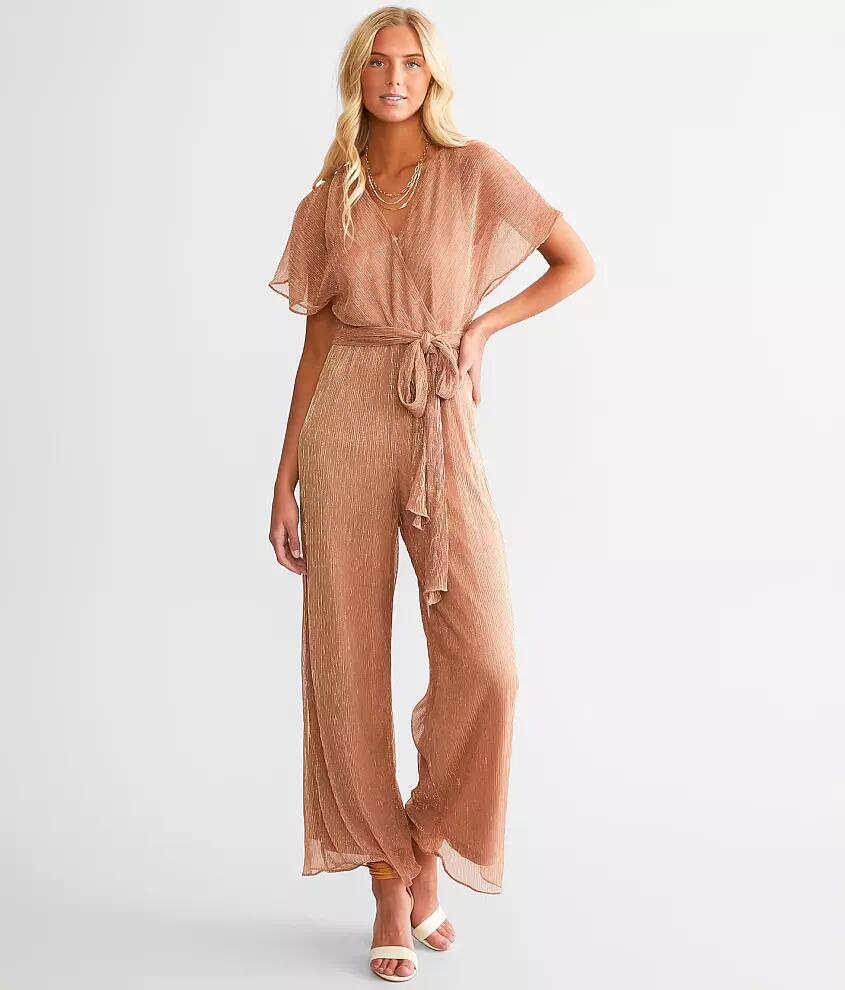 Blue B Metallic Pleated Mesh Jumpsuit Cover