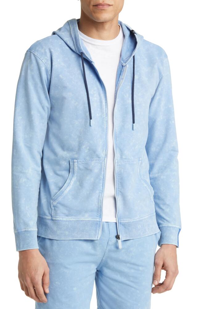 Stone Rose Acid Wash Zip Front Fleece Hoodie in Light Blue Cover