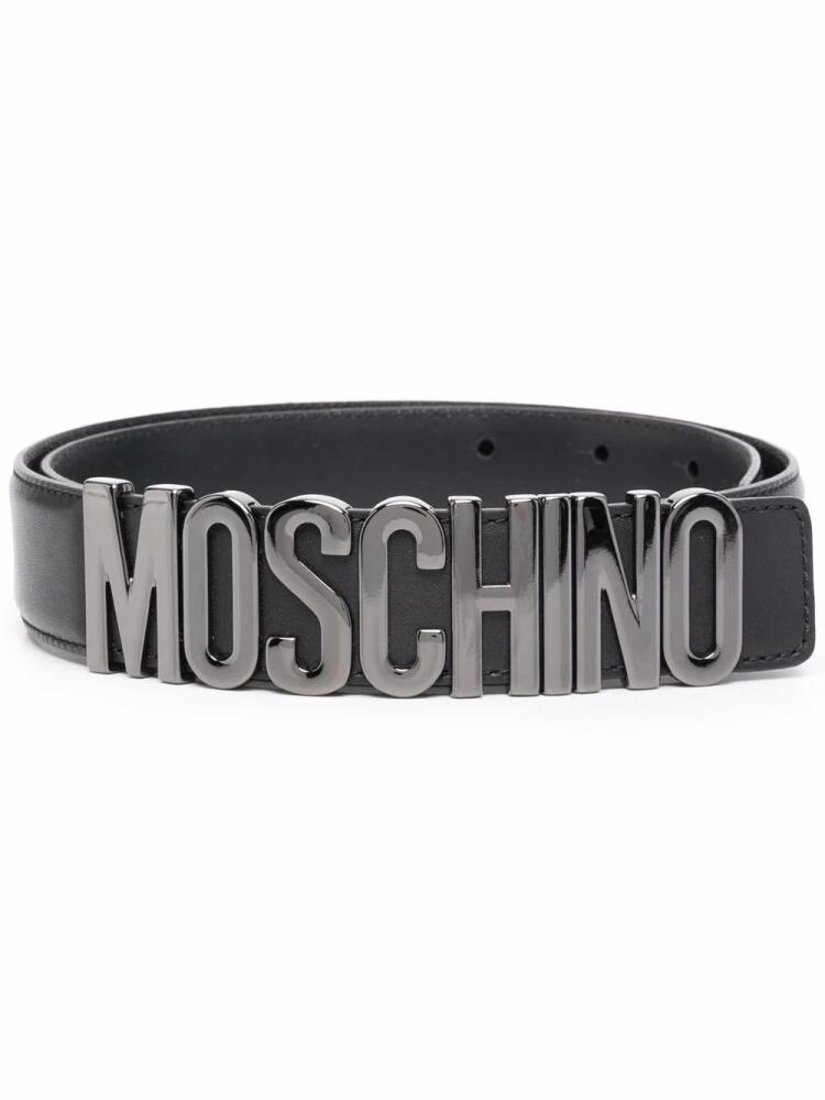 Moschino logo-lettering belt - Black Cover