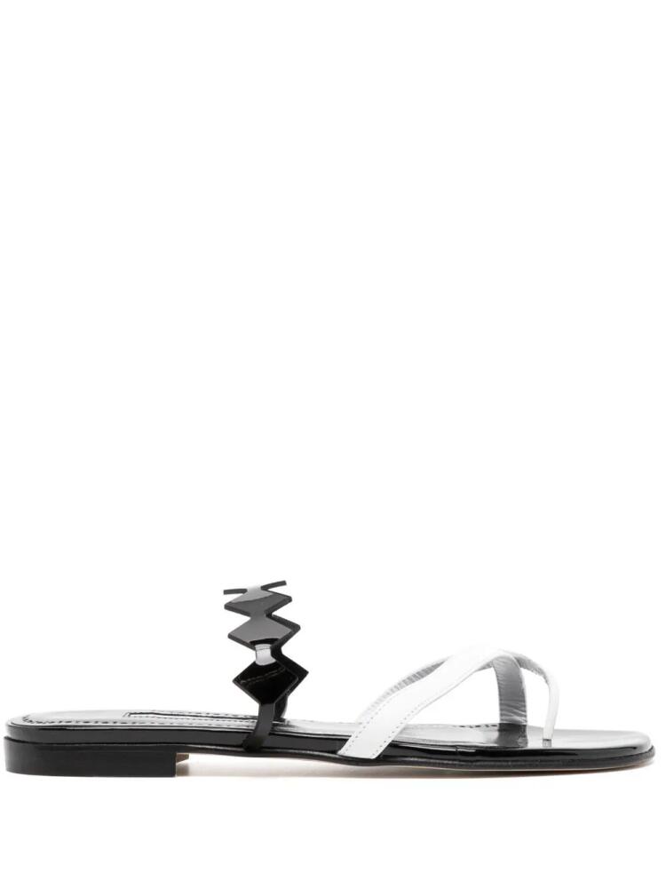 Manolo Blahnik Sulafa leather flat sandals - Black Cover