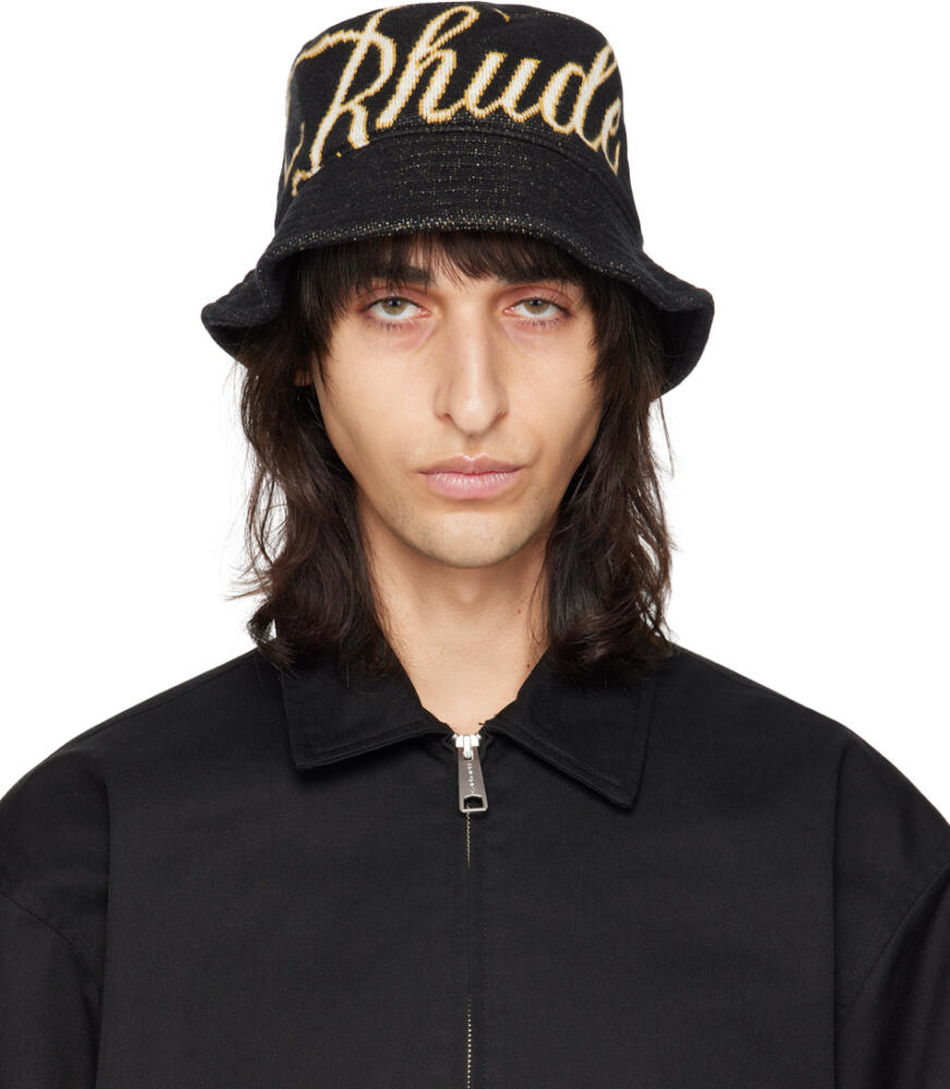 Rhude Black Script Bucket Hat Cover