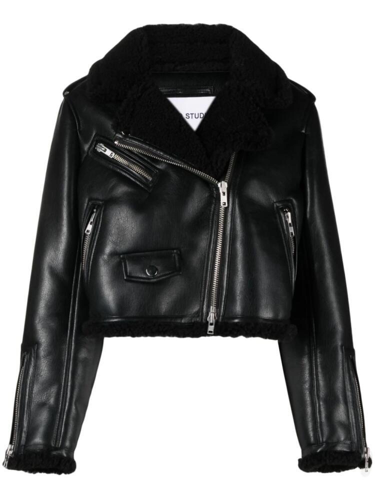 STAND STUDIO faux-shearling cropped jacket - Black Cover