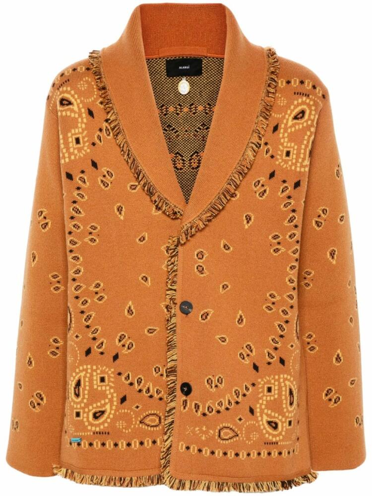 Alanui bandana-jacquard cashmere cardigan - Orange Cover