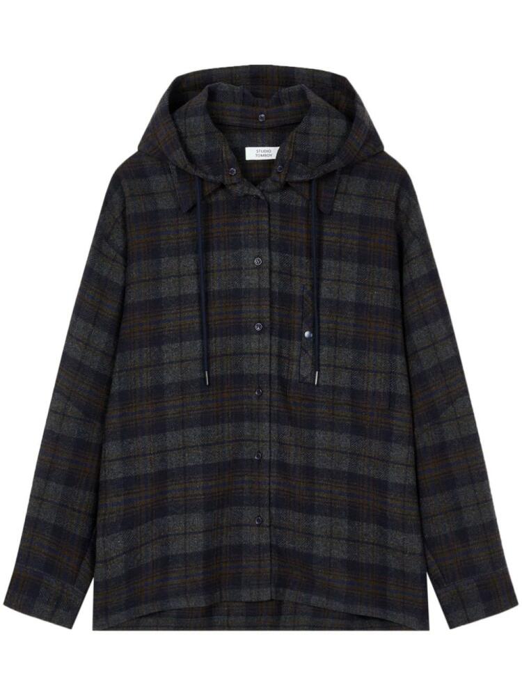 STUDIO TOMBOY checked hooded shirt - Grey Cover