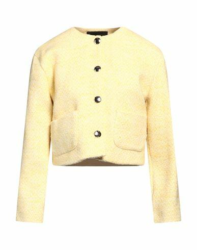 Maje Woman Jacket Yellow Polyester, Textile fibers, Wool, Cotton, Mohair wool Cover