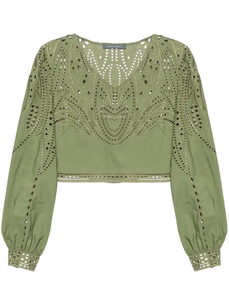 Alberta Ferretti broderie-anglaise cropped blouse - Green Cover