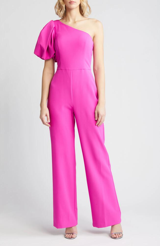 Eliza J One-Shoulder Jumpsuit in Hot Pink Cover