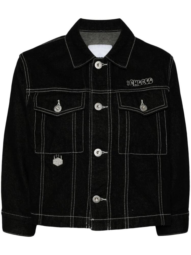 CHOCOOLATE logo-embroidered denim jacket - Black Cover