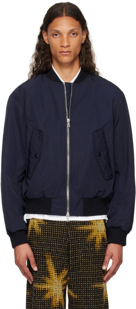 Dries Van Noten Navy Padded Bomber Jacket Cover