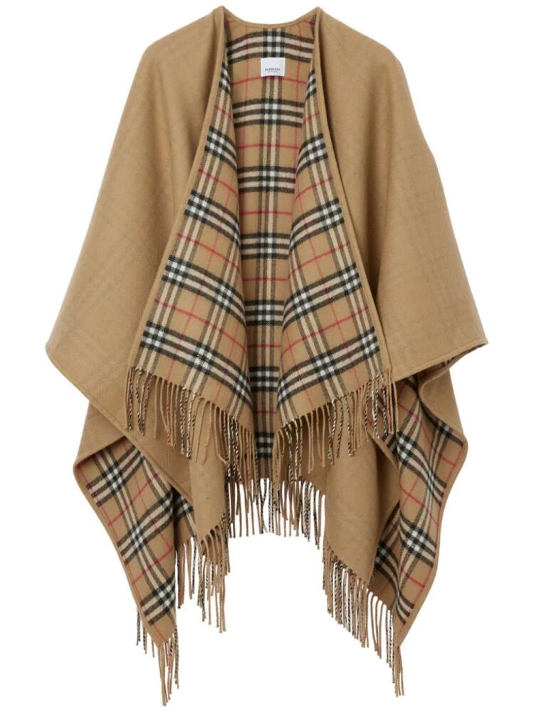 Burberry check-pattern reversible wool cape - Neutrals Cover