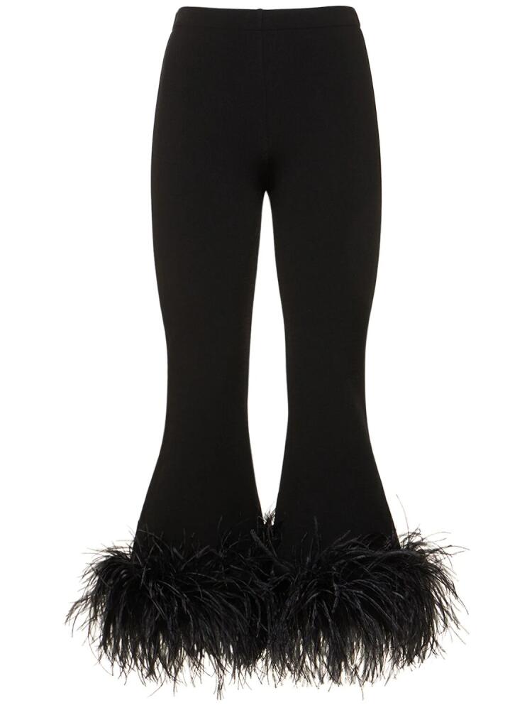 VALENTINO Stretch Cady Straight Pants W/feathers Cover