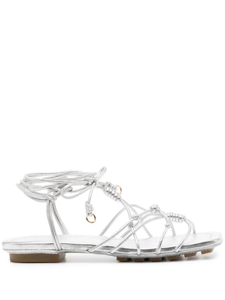 Ulla Johnson Freya flat leather sandals - Silver Cover