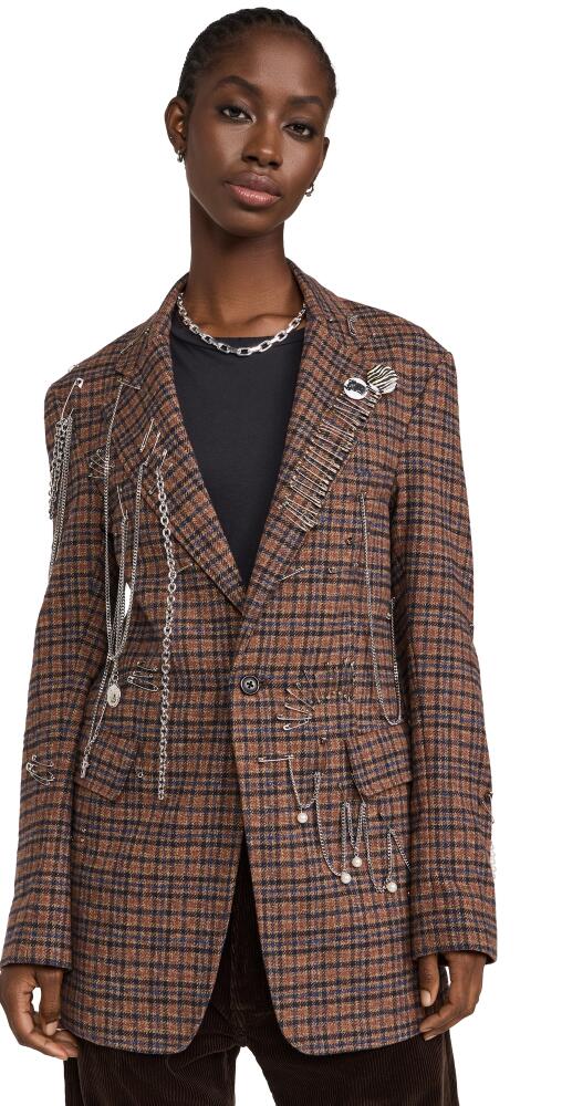 R13 Pincushion Blazer Brown Plaid Cover